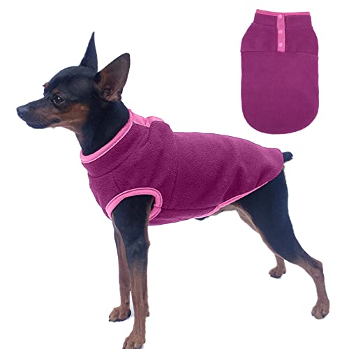 Jecikelon Fleece-Hundejacke, warmer Wintermantel, Welpenkleidung, Weste, weiche Hundekleidung für kleine Hunde (Violett 1, XL) von JECIKELON