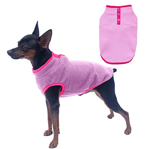 Jecikelon Fleece-Hundejacke, warmer Wintermantel, für Welpen, Kleidung, Weste, weiche Hundekleidung für kleine Hunde (Rosa 1, X-Small) von JECIKELON