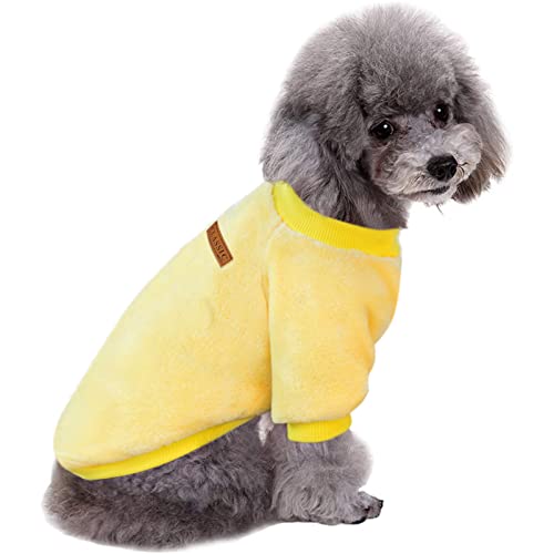 Jecikelon Haustier Hundekleidung Strickwaren Hundepullover Weich Verdickung Warm Welpe Hunde Shirt Winter Welpe Pullover für Hunde (Z01-Gelb, Large) von JECIKELON
