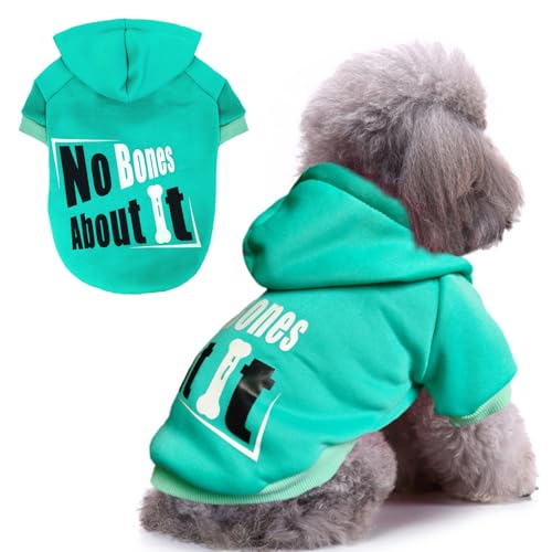 Jecikelon Hunde-Kapuzenpullover für den Winter, bedruckt, warme Kleidung für kleine Hunde, Chihuahua-Mantel, Welpenkleidung, Katzenkleidung, Cyan, Größe XL von JECIKELON