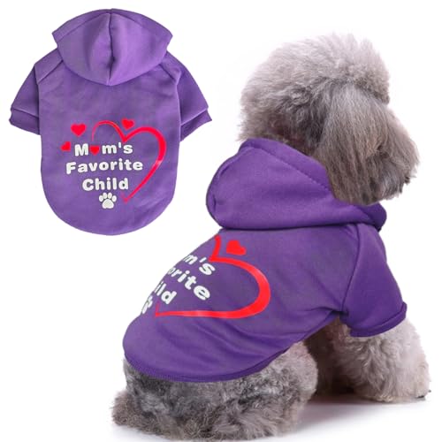Jecikelon Hunde-Kapuzenpullover für den Winter, bedruckt, warme Kleidung für kleine Hunde, Chihuahua-Mantel, Welpenkleidung, Katzenkleidung (lila, XS) von JECIKELON