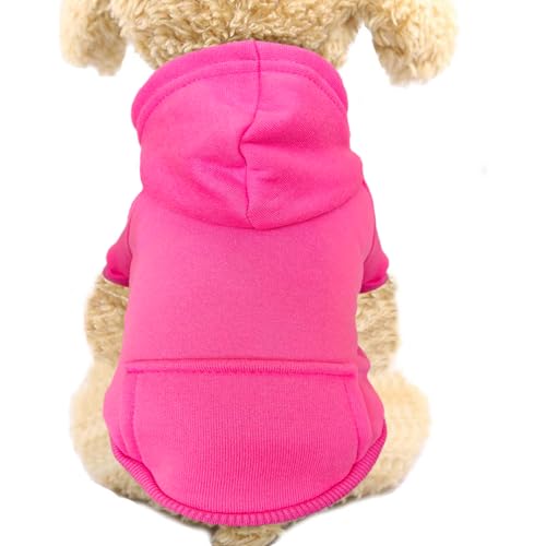 Jecikelon Winter-Hunde-Kapuzenpullover mit Taschen, warme Hundekleidung für kleine Hunde, Chihuahua-Mantel, Kleidung, Welpen, Katze, Custume (Rosarot, XL) von JECIKELON