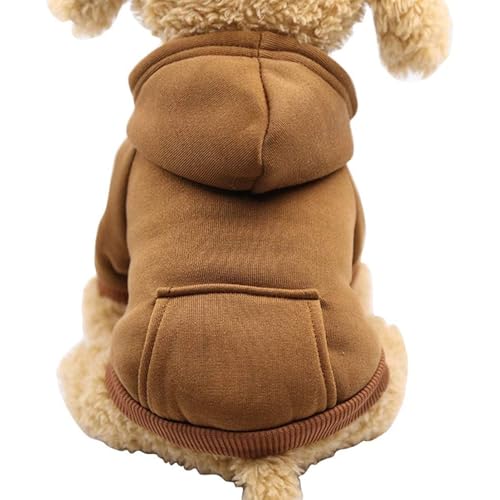 Jecikelon Winter-Hunde-Kapuzenpullover mit Taschen, warme Hundekleidung für kleine Hunde, Chihuahua-Mantel, Kleidung, Welpen, Katzen, Custume (Kaffee, XL) von JECIKELON