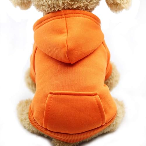 Jecikelon Winter-Hunde-Kapuzenpullover mit Taschen, warme Hundekleidung für kleine Hunde, Chihuahua-Mantel, Kleidung, Welpen, Katzen, Custume (Orange, XL) von JECIKELON