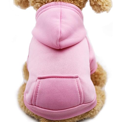Jecikelon Winter-Hunde-Kapuzenpullover mit Taschen, warme Hundekleidung für kleine Hunde, Chihuahua-Mantel, Kleidung, Welpen, Katzen, Custume (Rosa, XL) von JECIKELON