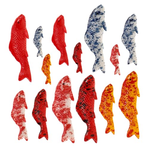 JECOMPRIS 15 Stück Miniatur Fisch Figuren Teiliges Resin Fisch Dekoration für Aquarien und Lebendige Koi und Cartoon Fische für Kreative Arrangements von JECOMPRIS