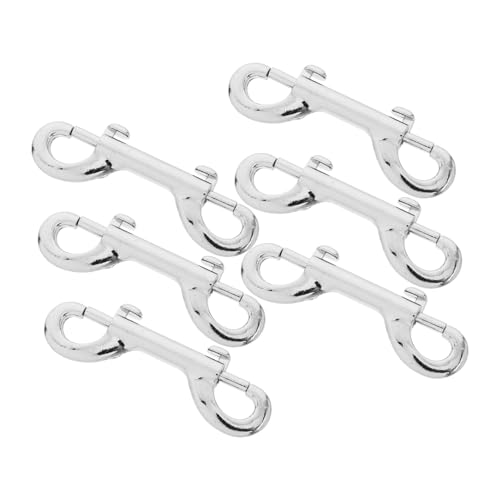 JECOMPRIS 6 Stück Kleiner Karabinerhaken aus Legierung Hundeleine Clip doppelte Endverschlüsse Kettenleinen für große Hunde Doppelhummerverschluss Rostfreier Stahl Silver von JECOMPRIS