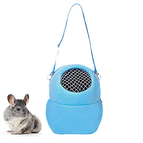 JEDON Hamster Atmungsaktive Tragetasche Mesh Reisekäfig Kleine Haustiere Praktisches Haus Für Hamster Kaninchen Meerschweinchen Igel Tragbare Tragetasche (L,Blue) von JEDON