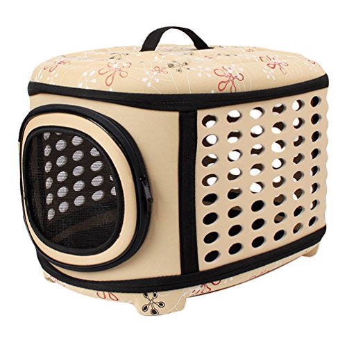 JEELINBORE Stabile Transportbox Sportlich Kleine Transporttasche Hundetasche für Tiere Katze Hunde Faltbare Haustier Tasche (Aprikose, L) von JEELINBORE