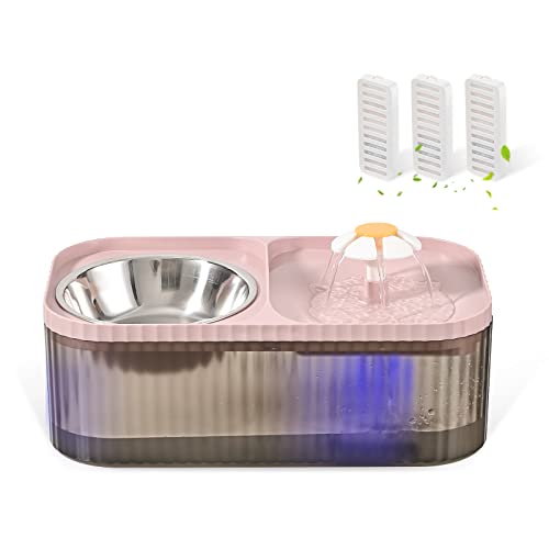 JEERAMIA Katzen-Wasserbrunnen und Futternapf, 3 l, ultra-leiser Haustier-Wasserspender mit LED-Licht, intelligenter Pumpe und 3 Ersatzfiltern, automatischer Blumenbrunnen und Edelstahlnapf (Schwarz JEERAMIA Katzen-Wasserbrunnen und Futternapf, 3 l, ultra-leiser Haustier-Wasserspender mit LED-Licht, intelligenter Pumpe und 3 Ersatzfiltern, automatischer Blumenbrunnen und Edelstahlnapf (Schwarz von JEERAMIA