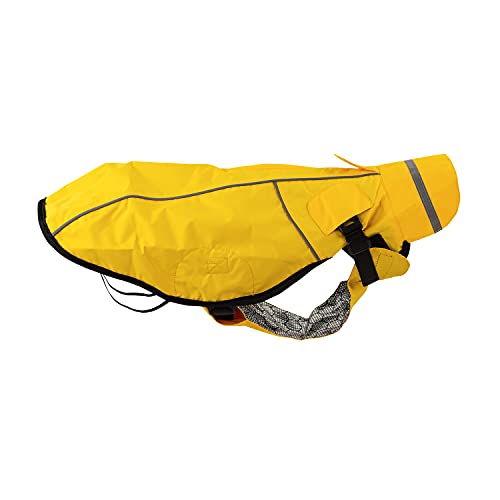 JEGGO Dry Dog, Regenmantel für Hunde, mit beidseitig zu öffnendem Reißverschluss, Wasser- und Winddicht, atmungsaktiv, mit Innenfutter zum Schutz vor Kälte, 42 cm, gelb von JEGGO