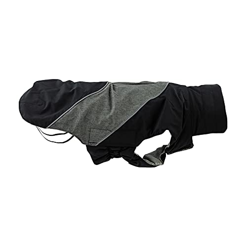 JEGGO Thermal Lining, Winter-Hundemantel, mit wärmeisolierendem Thermofutter, Wasser- und Winddicht, optimale Passform, mit beidseitig zu öffnendem Reißverschluss (grau-schwarz, 28 cm) von JEGGO