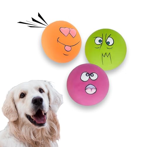 JEHANOIRY Quietschendes Hundespielzeug, interaktives Latex-Gummi, quietschendes Spielzeug, Apportierspielzeug, Trainingsball für Hunde, hohe Sprungkraft, Orange + Grün + Rosa, 3 Stück JEHANOIRY Quietschendes Hundespielzeug, interaktives Latex-Gummi, quietschendes Spielzeug, Apportierspielzeug, Trainingsball für Hunde, hohe Sprungkraft, Orange + Grün + Rosa, 3 Stück von JEHANOIRY