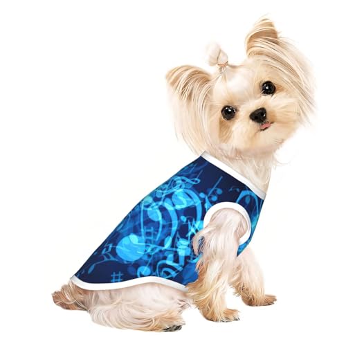 Blaue Hundebekleidung mit Musiknoten für kleine Hunde, atmungsaktiv, für Welpen, Kätzchen, Hunde und Katzen Blaue Hundebekleidung mit Musiknoten für kleine Hunde, atmungsaktiv, für Welpen, Kätzchen, Hunde und Katzen von JEJEA