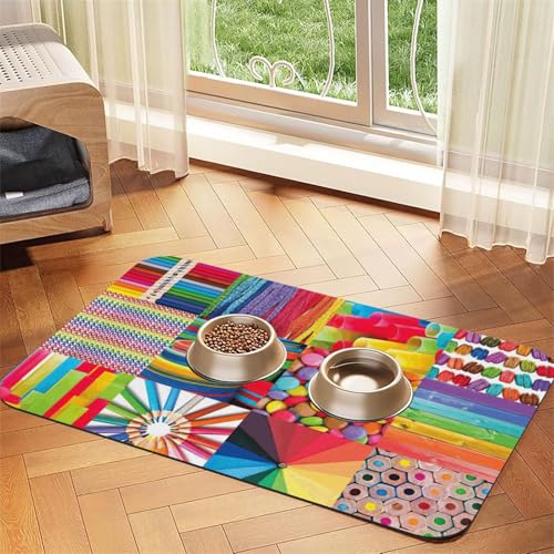 Bunte Futtermatte aus PU-Leder für Hunde und Katzen, saugfähig, rutschfeste Gummiunterseite Bunte Futtermatte aus PU-Leder für Hunde und Katzen, saugfähig, rutschfeste Gummiunterseite von JEJEA