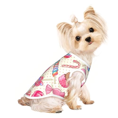 Buntes süßes Lollipop-Cupcake-Donut-Print Hundebekleidung für kleine Hunde, atmungsaktiv, für Welpen, Kätzchen, Hunde, Katzen Buntes süßes Lollipop-Cupcake-Donut-Print Hundebekleidung für kleine Hunde, atmungsaktiv, für Welpen, Kätzchen, Hunde, Katzen von JEJEA