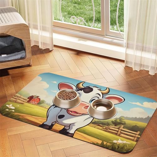 Cartoon-Milch-Kuh-Druck, PU-Leder-Futtermatte für Hunde, Katzen, Haustierfuttermatte, saugfähig, rutschfeste Gummiunterseite Cartoon-Milch-Kuh-Druck, PU-Leder-Futtermatte für Hunde, Katzen, Haustierfuttermatte, saugfähig, rutschfeste Gummiunterseite von JEJEA