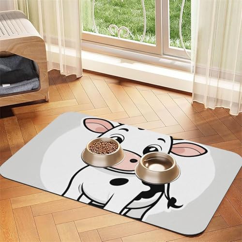 Cartoon-Milch-Kuh-Druck, PU-Leder-Futtermatte für Hunde, Katzen, Haustierfuttermatte, saugfähig, rutschfeste Gummiunterseite Cartoon-Milch-Kuh-Druck, PU-Leder-Futtermatte für Hunde, Katzen, Haustierfuttermatte, saugfähig, rutschfeste Gummiunterseite von JEJEA