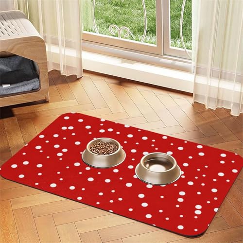 Futtermatte aus PU-Leder für Hunde und Katzen, saugfähig, rutschfeste Gummiunterseite, Rot und Weiß Futtermatte aus PU-Leder für Hunde und Katzen, saugfähig, rutschfeste Gummiunterseite, Rot und Weiß von JEJEA