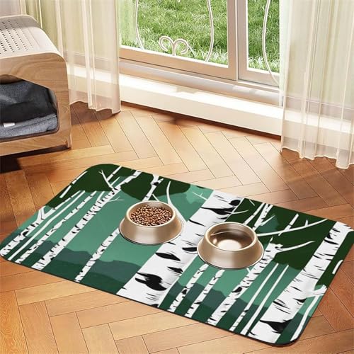 Futtermatte aus PU-Leder mit Birkenbäumen für Hunde und Katzen, saugfähig, rutschfeste Gummiunterseite Futtermatte aus PU-Leder mit Birkenbäumen für Hunde und Katzen, saugfähig, rutschfeste Gummiunterseite von JEJEA
