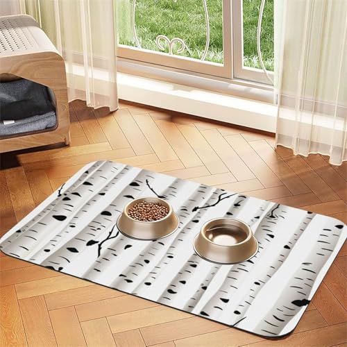 Futtermatte aus PU-Leder mit Birkenbaum-Motiv, für Hunde, Katzen, saugfähig, rutschfeste Gummiunterseite Futtermatte aus PU-Leder mit Birkenbaum-Motiv, für Hunde, Katzen, saugfähig, rutschfeste Gummiunterseite von JEJEA