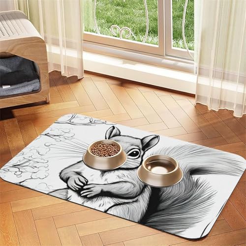 Futtermatte aus PU-Leder mit Cartoon-Eichhörnchen-Druck, für Hunde und Katzen, saugfähig, rutschfeste Gummi-Unterseite Futtermatte aus PU-Leder mit Cartoon-Eichhörnchen-Druck, für Hunde und Katzen, saugfähig, rutschfeste Gummi-Unterseite von JEJEA