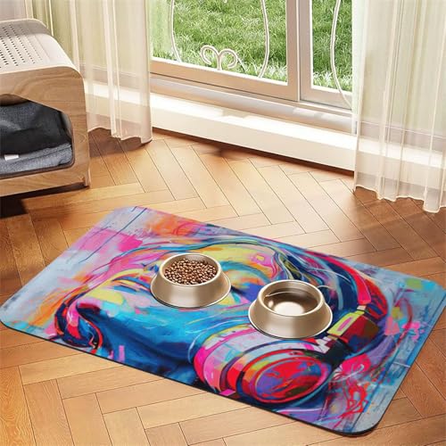 Futtermatte aus PU-Leder mit Musikdruck, für Hunde und Katzen, saugfähig, rutschfeste Gummiunterseite Futtermatte aus PU-Leder mit Musikdruck, für Hunde und Katzen, saugfähig, rutschfeste Gummiunterseite von JEJEA
