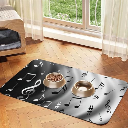 Futtermatte aus PU-Leder mit Musikdruck, für Hunde und Katzen, saugfähig, rutschfeste Gummiunterseite von JEJEA