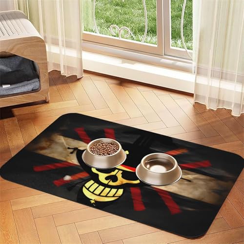Futtermatte aus PU-Leder mit Piratenflaggen-Aufdruck für Hunde und Katzen, saugfähig, rutschfeste Gummiunterseite Futtermatte aus PU-Leder mit Piratenflaggen-Aufdruck für Hunde und Katzen, saugfähig, rutschfeste Gummiunterseite von JEJEA