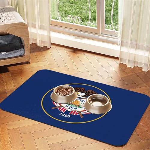 Futtermatte aus PU-Leder mit Utah-Flagge, für Hunde und Katzen, saugfähig, rutschfeste Gummiunterseite Futtermatte aus PU-Leder mit Utah-Flagge, für Hunde und Katzen, saugfähig, rutschfeste Gummiunterseite von JEJEA