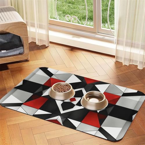 Futtermatte aus PU-Leder mit abstraktem geometrischem Muster, saugfähig, rutschfeste Gummiunterseite Futtermatte aus PU-Leder mit abstraktem geometrischem Muster, saugfähig, rutschfeste Gummiunterseite von JEJEA