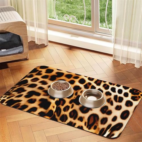 Futtermatte für Hunde und Katzen, Leopardenmuster, PU-Leder, saugfähig, rutschfeste Gummi-Unterseite Futtermatte für Hunde und Katzen, Leopardenmuster, PU-Leder, saugfähig, rutschfeste Gummi-Unterseite von JEJEA