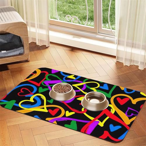 Gay Pride Futtermatte aus PU-Leder mit Regenbogen-Aufdruck, für Hunde und Katzen, saugfähig, rutschfeste Gummiunterseite Gay Pride Futtermatte aus PU-Leder mit Regenbogen-Aufdruck, für Hunde und Katzen, saugfähig, rutschfeste Gummiunterseite von JEJEA