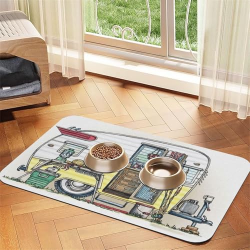 Happy Campers Futtermatte aus PU-Leder für Hunde und Katzen, saugfähig, rutschfeste Gummiunterseite Happy Campers Futtermatte aus PU-Leder für Hunde und Katzen, saugfähig, rutschfeste Gummiunterseite von JEJEA