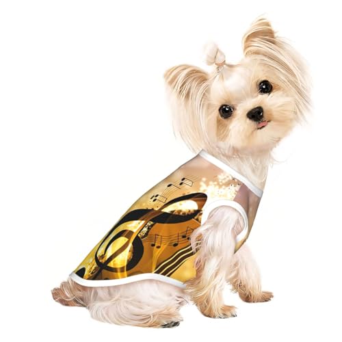 Hundebekleidung für kleine Hunde, Motiv: Klavier, Violine, Musiknoten, atmungsaktiv, für Welpen, Kätzchen, Hunde, Katzen Hundebekleidung für kleine Hunde, Motiv: Klavier, Violine, Musiknoten, atmungsaktiv, für Welpen, Kätzchen, Hunde, Katzen von JEJEA