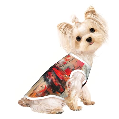 Hundebekleidung für kleine Hunde, abstraktes rotes Libellen-Motiv, atmungsaktiv, für Welpen, Kätzchen, Hunde und Katzen Hundebekleidung für kleine Hunde, abstraktes rotes Libellen-Motiv, atmungsaktiv, für Welpen, Kätzchen, Hunde und Katzen von JEJEA