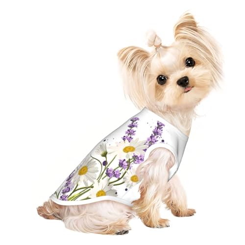 Hundebekleidung für kleine Hunde, atmungsaktiv, Lavendel- und Gänseblümchenmuster, für Welpen, Kätzchen, Hunde und Katzen Hundebekleidung für kleine Hunde, atmungsaktiv, Lavendel- und Gänseblümchenmuster, für Welpen, Kätzchen, Hunde und Katzen von JEJEA