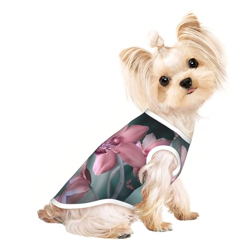 Hundebekleidung für kleine Hunde, atmungsaktiv, Motiv: Orchidee, Blume, Schmetterling, weich, frühlingshaft, für Hunde, Katzen Hundebekleidung für kleine Hunde, atmungsaktiv, Motiv: Orchidee, Blume, Schmetterling, weich, frühlingshaft, für Hunde, Katzen von JEJEA