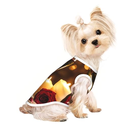 Hundebekleidung für kleine Hunde, mit romantischem Aufdruck "Red Rose and Wine", atmungsaktiv, für Welpen, Kätzchen, Hunde und Katzen Hundebekleidung für kleine Hunde, mit romantischem Aufdruck "Red Rose and Wine", atmungsaktiv, für Welpen, Kätzchen, Hunde und Katzen von JEJEA
