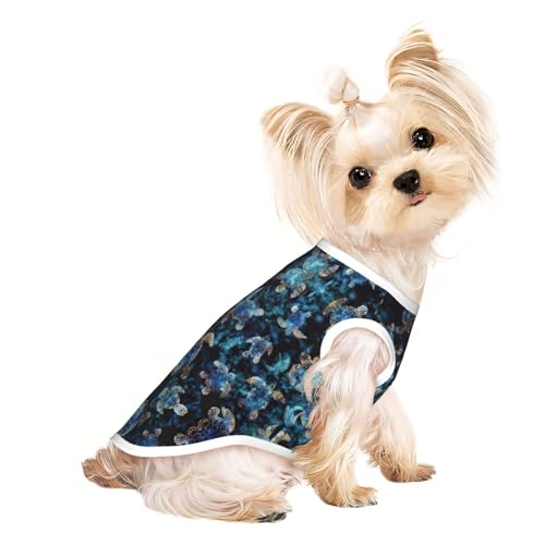 Hundebekleidung mit Meeresschildkröten-Aufdruck, für kleine Hunde, atmungsaktiv, für Welpen, Kätzchen, Hunde und Katzen von JEJEA