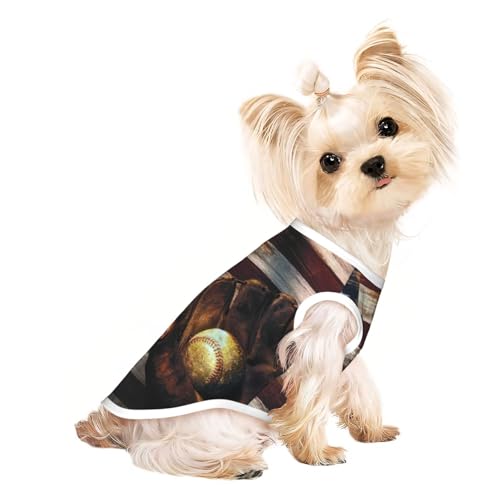 Hundebekleidung mit amerikanischer Flagge, Baseball-Druck, für kleine Hunde, atmungsaktiv, für Welpen, Kätzchen, Hunde und Katzen von JEJEA