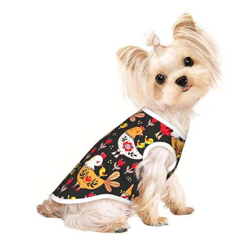 Hundebekleidung mit niedlichem Hahn-Aufdruck, für kleine Hunde, atmungsaktiv, für Welpen, Kätzchen, Hunde und Katzen Hundebekleidung mit niedlichem Hahn-Aufdruck, für kleine Hunde, atmungsaktiv, für Welpen, Kätzchen, Hunde und Katzen von JEJEA