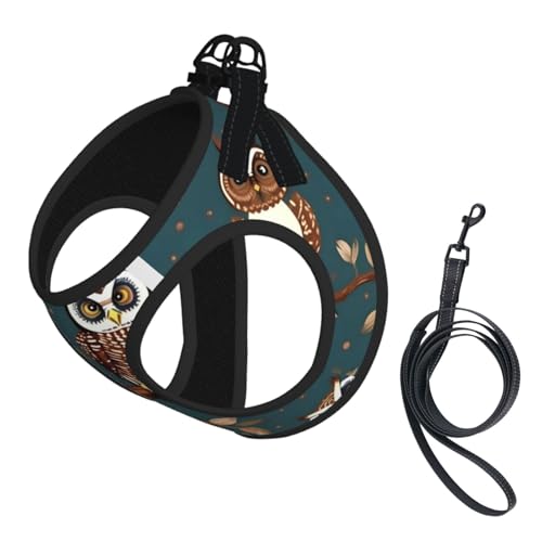 Hundegeschirr und Leine, Eulen auf Baumzweigen, reflektierend, verstellbar, Welpenweste für kleine, mittelgroße und große Hunde, Katzen Hundegeschirr und Leine, Eulen auf Baumzweigen, reflektierend, verstellbar, Welpenweste für kleine, mittelgroße und große Hunde, Katzen von JEJEA