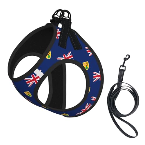 Hundegeschirr und Leine, Motiv Flagge der Türken- und Caicosinseln, reflektierend, verstellbar, für kleine, mittelgroße und große Hunde, Katzen Hundegeschirr und Leine, Motiv Flagge der Türken- und Caicosinseln, reflektierend, verstellbar, für kleine, mittelgroße und große Hunde, Katzen von JEJEA