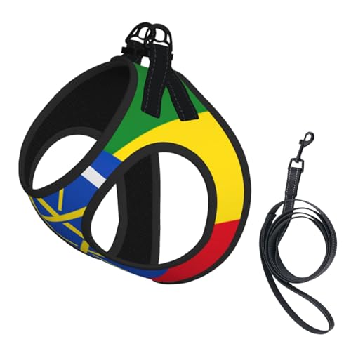 Hundegeschirr und Leine, Motiv: Flagge von Äthiopien, reflektierend, verstellbar, Welpenweste für kleine, mittelgroße und große Hunde, Katzen Hundegeschirr und Leine, Motiv: Flagge von Äthiopien, reflektierend, verstellbar, Welpenweste für kleine, mittelgroße und große Hunde, Katzen von JEJEA