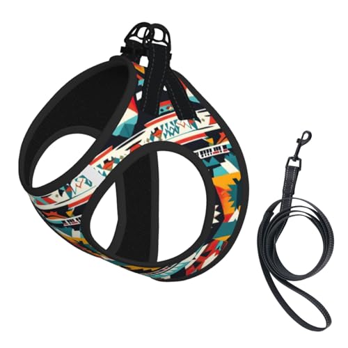Hundegeschirr und Leine, Set mit Indianer-Muster, reflektierend, verstellbar, Welpenweste für kleine, mittelgroße und große Hunde, Katzen Hundegeschirr und Leine, Set mit Indianer-Muster, reflektierend, verstellbar, Welpenweste für kleine, mittelgroße und große Hunde, Katzen von JEJEA