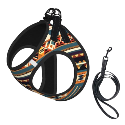 Hundegeschirr und Leine, Set mit Indianer-Muster, reflektierend, verstellbar, Welpenweste für kleine, mittelgroße und große Hunde, Katzen Hundegeschirr und Leine, Set mit Indianer-Muster, reflektierend, verstellbar, Welpenweste für kleine, mittelgroße und große Hunde, Katzen von JEJEA