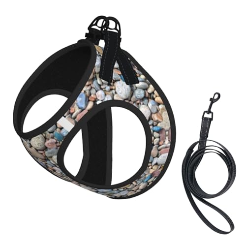 Hundegeschirr und Leine, Set mit Kieselsteinmuster, reflektierend, verstellbar, Welpenweste für kleine, mittelgroße und große Hunde, Katzen Hundegeschirr und Leine, Set mit Kieselsteinmuster, reflektierend, verstellbar, Welpenweste für kleine, mittelgroße und große Hunde, Katzen von JEJEA