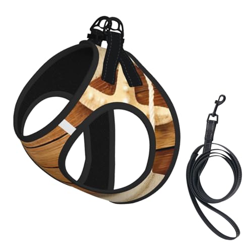 Hundegeschirr und Leine, Set mit Meeresstrand-Motiv, reflektierend, verstellbar, Welpenweste für kleine, mittelgroße und große Hunde, Katzen Hundegeschirr und Leine, Set mit Meeresstrand-Motiv, reflektierend, verstellbar, Welpenweste für kleine, mittelgroße und große Hunde, Katzen von JEJEA