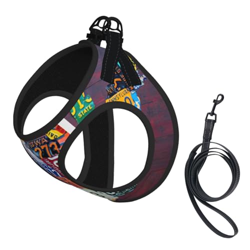 Hundegeschirr und Leine, Set mit Nummernschild-Druck, reflektierend, verstellbar, für kleine, mittelgroße und große Hunde, Katzen Hundegeschirr und Leine, Set mit Nummernschild-Druck, reflektierend, verstellbar, für kleine, mittelgroße und große Hunde, Katzen von JEJEA